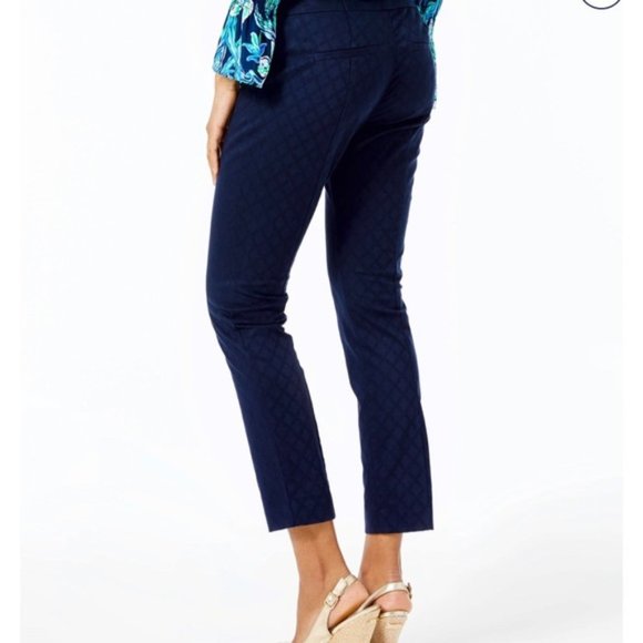 Pantalon Skinny Cheville Lilly Pulitzer Kelly - Taille 4, Couleur Navy, 90% Coton, Neuf Avec étiquettes